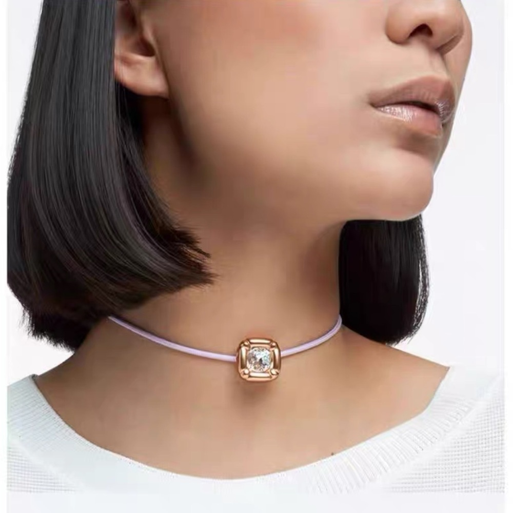 New Swarovski DULCIS rose gold Necklace purple